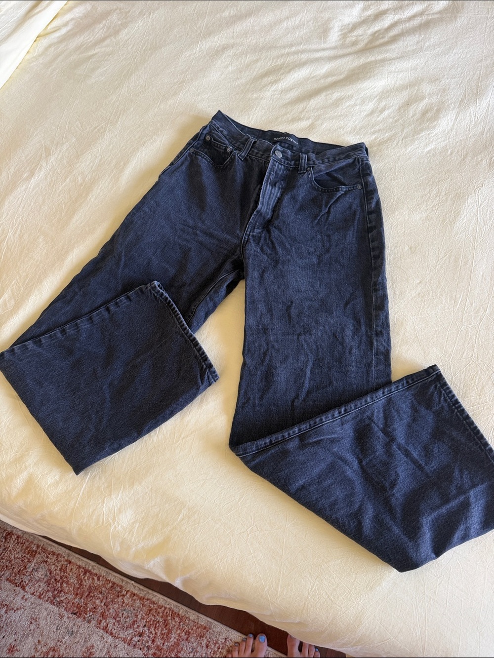 Denim Forum Black Wash Straight Jeans